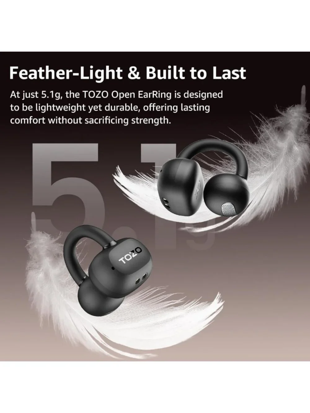 Lightweight Open Ear Wireless Earbuds, 40H Playtime, Bluetooth 5.4, Sports